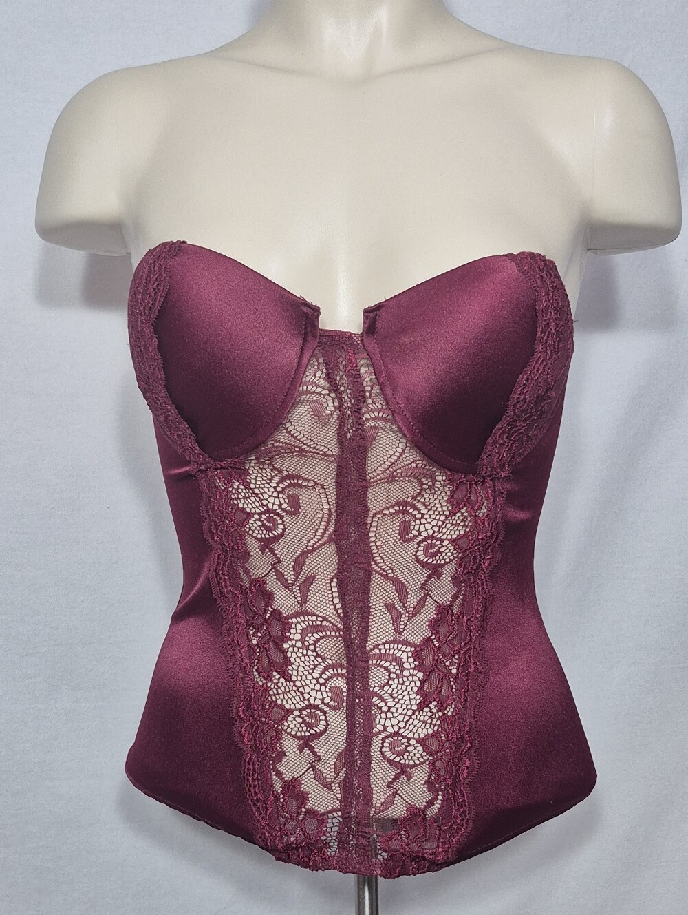 XS X-SMALL Charlotte Russe Sexy Strapless Floral Lace Padded‎ UW Bustier Bra